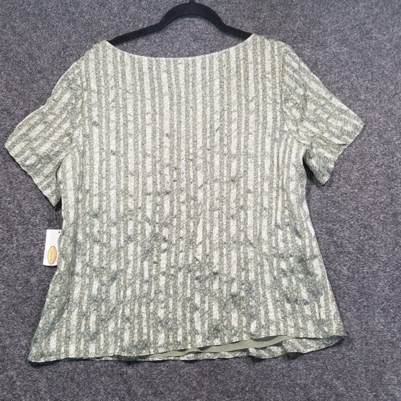 NEW Talbots sz 12 Silk Green Striped Cheetah Print short sleeve lined - Picture 7 of 7